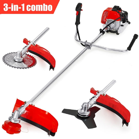 Weed Wacker Gas Powered, 42.7cc 2 Cycle 3 in 1 Weed Eater, Powerful Cordless String Trimmer, 18-Inch Cutting Path, Brush Cutter, 3-Teeth Blade Edger, Extension Pole