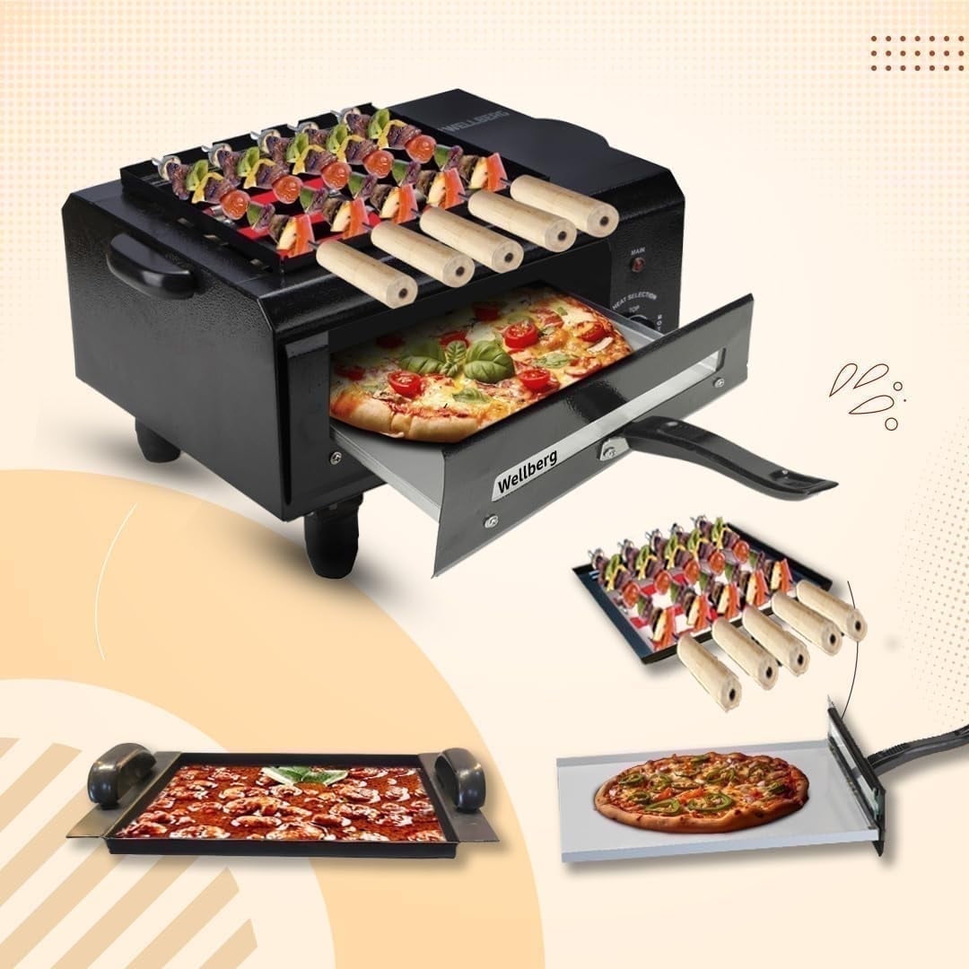Wellberg 3-in-1 Electric Tandoor – 2200W, Compact Design, On/Off Switch for Baking & Roasting