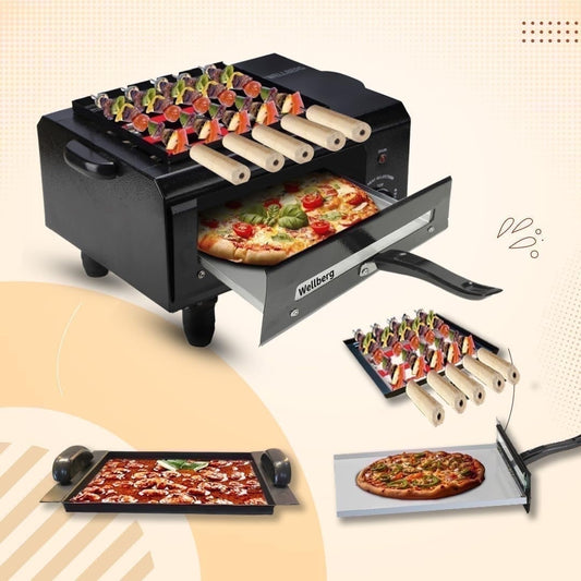 Wellberg 3-in-1 Electric Tandoor – 2200W, Compact Design, On/Off Switch for Baking & Roasting