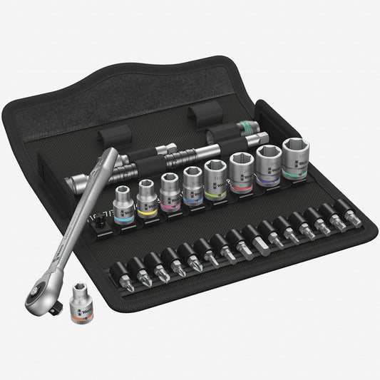 Wera 004020 Zyklop Metal Ratchet 1/4" Drive with Push-Through Square SAE Set