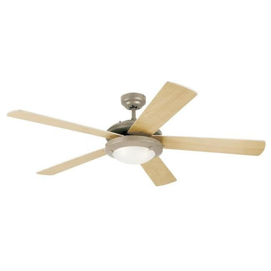Westinghouse 7234100 52 in. Brushed Pewter Finish Reversible Blades Frosted Glass, Light Maple & White