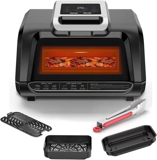 WhizMax 7-in-1 Smokeless Electric Air Grill Fryer Smokeless 1750W 4Qt Flat Top Griddle