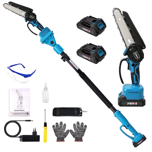 YAHHU 2-in-1 Cordless Pole Saw, 6-inch Pole Chainsaw Mini Handheld Chainsaw, 15 ft Extension Pole Saw for Effortless Tree Trimming
