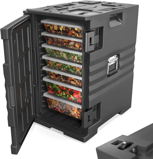 YUONAO 109 QT Insulated Food Pan Carrier with Wheels & Double Buckles – Commercial Hot Box Food Warmer for Catering, Parties, Events