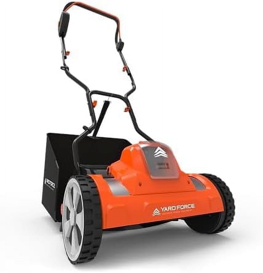 Yard Force YF20vRX-RM1  Reel Mower Cordless Hybrid 15-inch 20V Lithium-Ion, 2 Battery, Compact Storage, 12 Gallon Bag, Clean Cut for Healthy Lawn, Bermuda and Centipede Grass