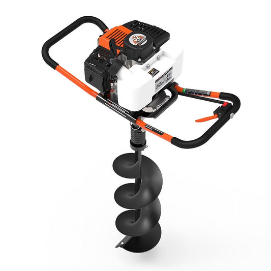 Yard Force YF52-8 Gas-Powered Earth Auger, 52cc 2-Cycle Engine, 8" Hardened Steel Bit, Quick-Change Connection, Anti-Vibration Handles, 310 RPM, 35" Max Depth, 2-Year Warranty