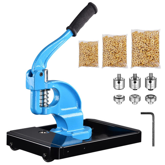 Yescom Grommet Tool Kit with Rolling Base 900 pcs Eyelets Washers #0/#2/#4 Die Leather Hole Punch Set Hand Press Machine