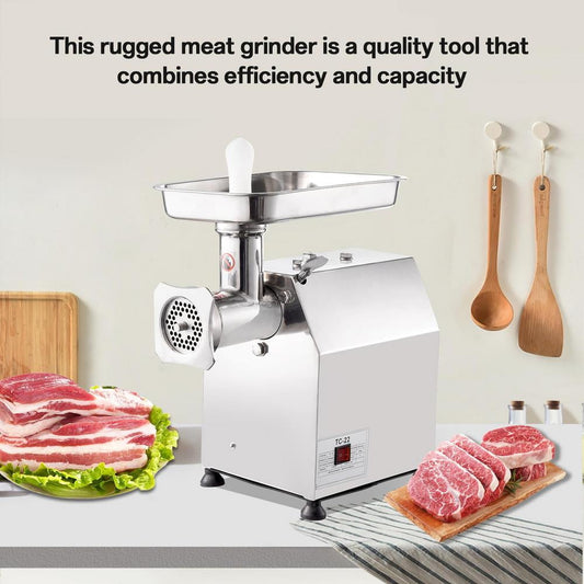ZHON 110V Electric Meat Grinder,1100W Commercial Sausage Stuffer Filler Stainless Steel 220 RPM 1.0HP for Industrial and Home Use, Sliver
