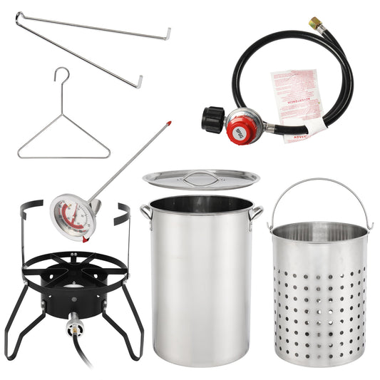 Zimtown 50qt Propane Fryer Kit Turkey Fryer Fish Fryer Outdoor Fryer Stainless Steel Propane Boil Pot Portable Deep Frying/Boiling