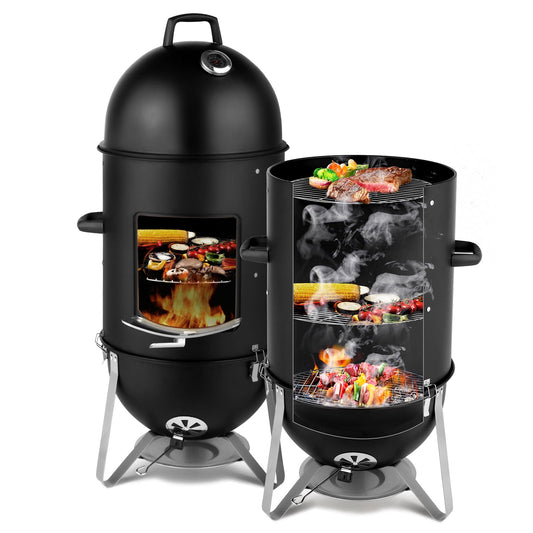 Zimtown BBQ Charcoal Grill Outdoor Barbecue Pit Smoker Rocket Shape Grill for Patio Backyard