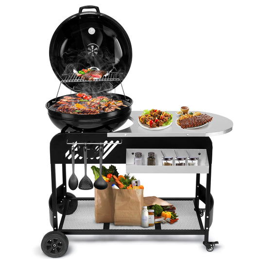 Zimtown Charcoal Grill Outdoor Kettle Charcoal Grill Cart for Patio Backyard
