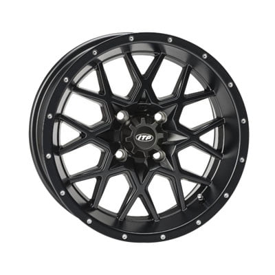 4/137 ITP Hurricane Wheel 12x7 5.0 + 2.0 Matte Black for Kawasaki MULE 4010 TRANS 4x4 Diesel 2009-2013