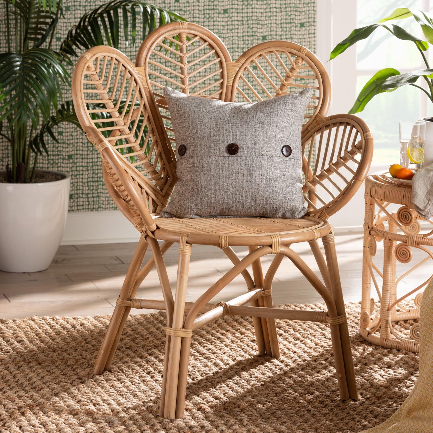 bali & pari Eliava Rattan BOHO Peacock Chair, Natural Brown