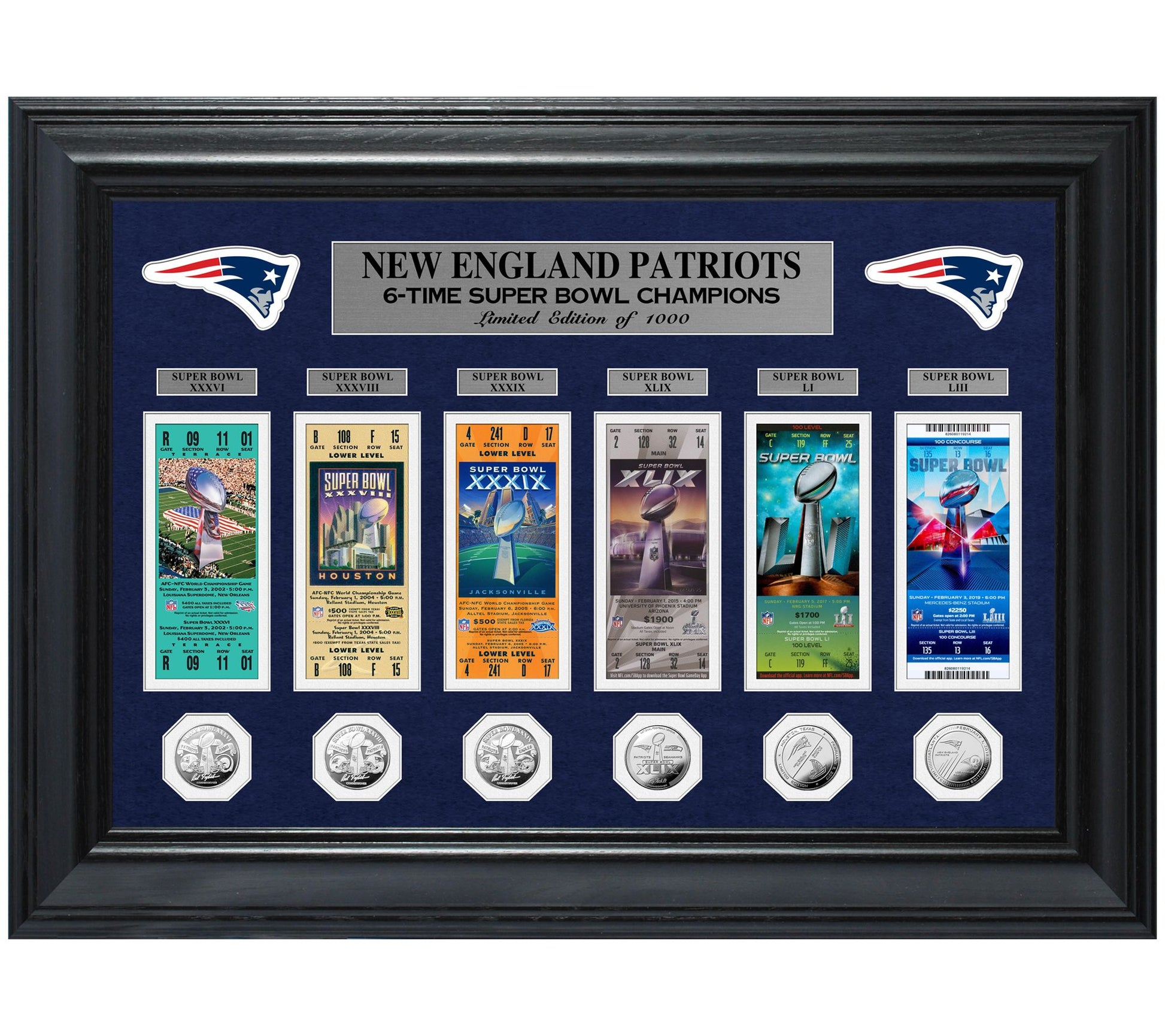 New England Patriots 6-Time SB Champs Deluxe Ticket Collection