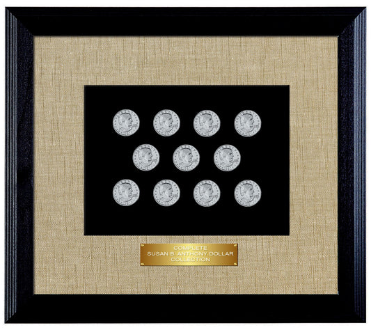 Susan B. Anthony Dollar Coin Collection in WoodFrame