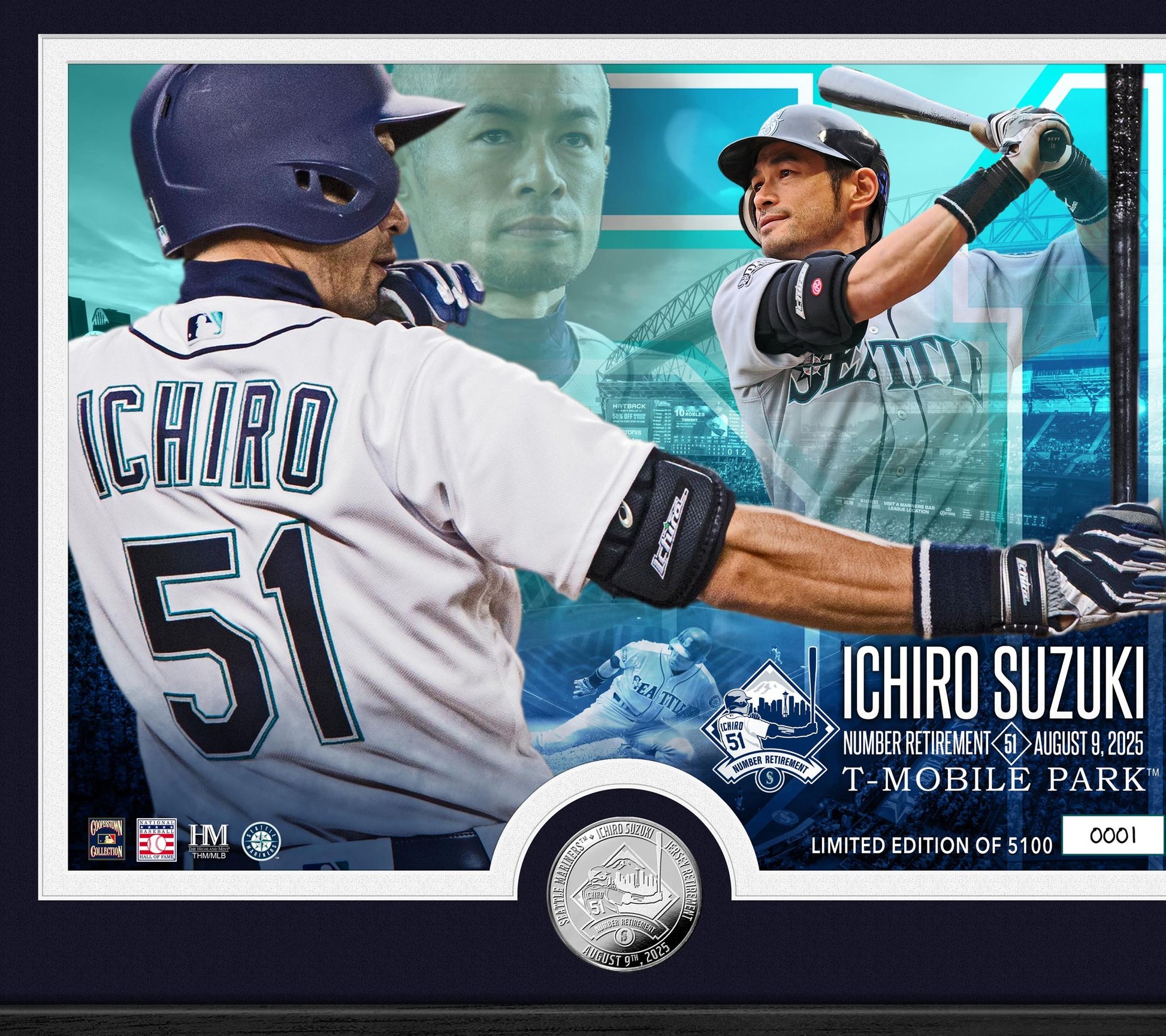 Highland Mint Ichiro Suzuki Seattle Mariners Retirement Frame