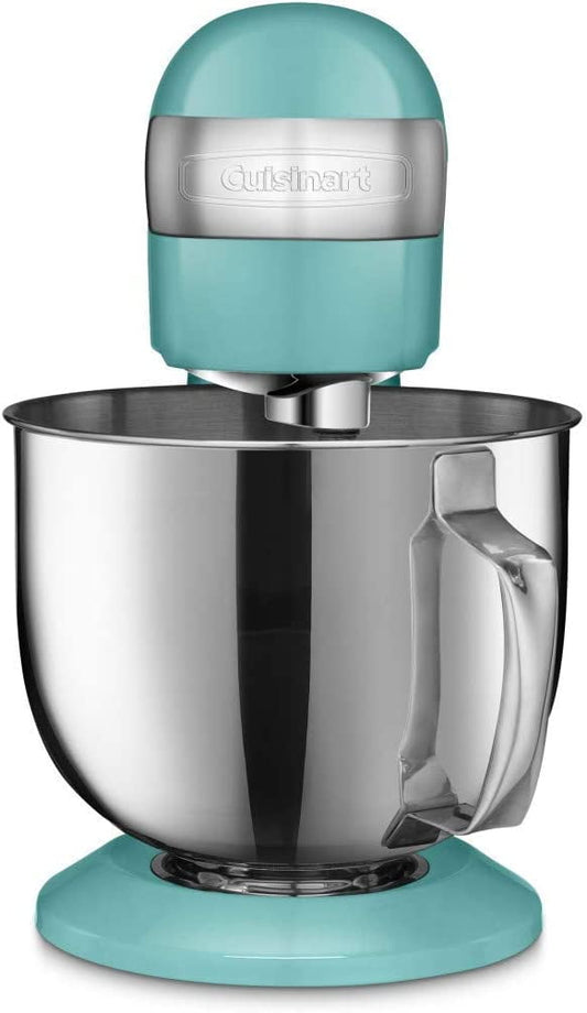 Restored Cuisinart Stand Mixer 12 Speed 5.5 Quart Stainless Steel Bowl Chef’s Whisk Mixing Paddle Dough Hook Splash Guard w/ Pour Spout – SM-50TQFR ROBINS EGG (Refurbished)