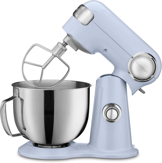 Restored Cuisinart Stand Mixer 12 Speed 5.5 Quart Stainless Steel Bowl Chef’s Whisk Mixing Paddle Dough Hook Splash Guard w/ Pour Spout – SM-50BLUFR FROSTED BLUE (Refurbished)