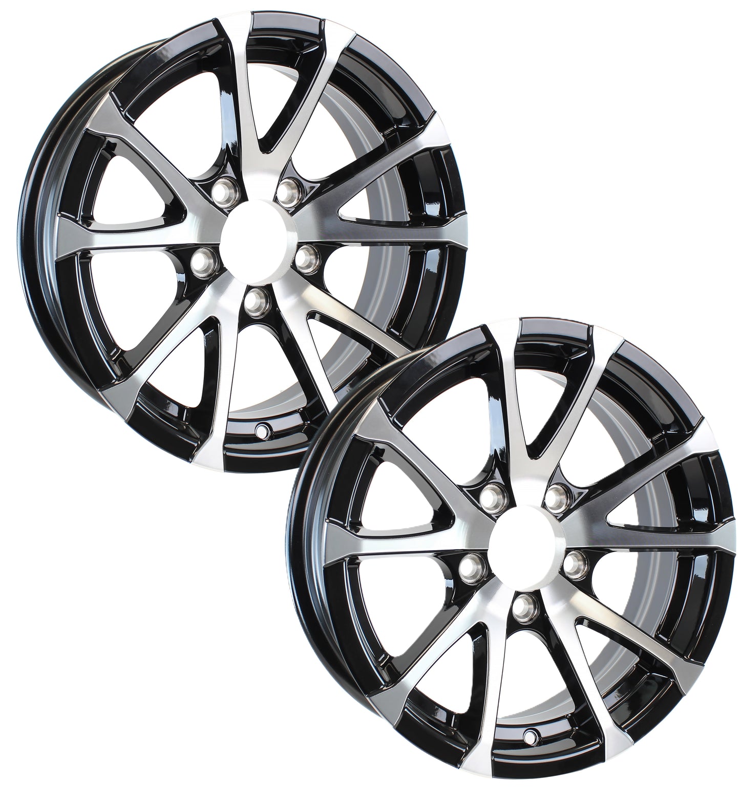 eCustomrim 2-Pack Aluminum Trailer Wheels 12x4 12 Inch Rim Black Machined 5 Lug