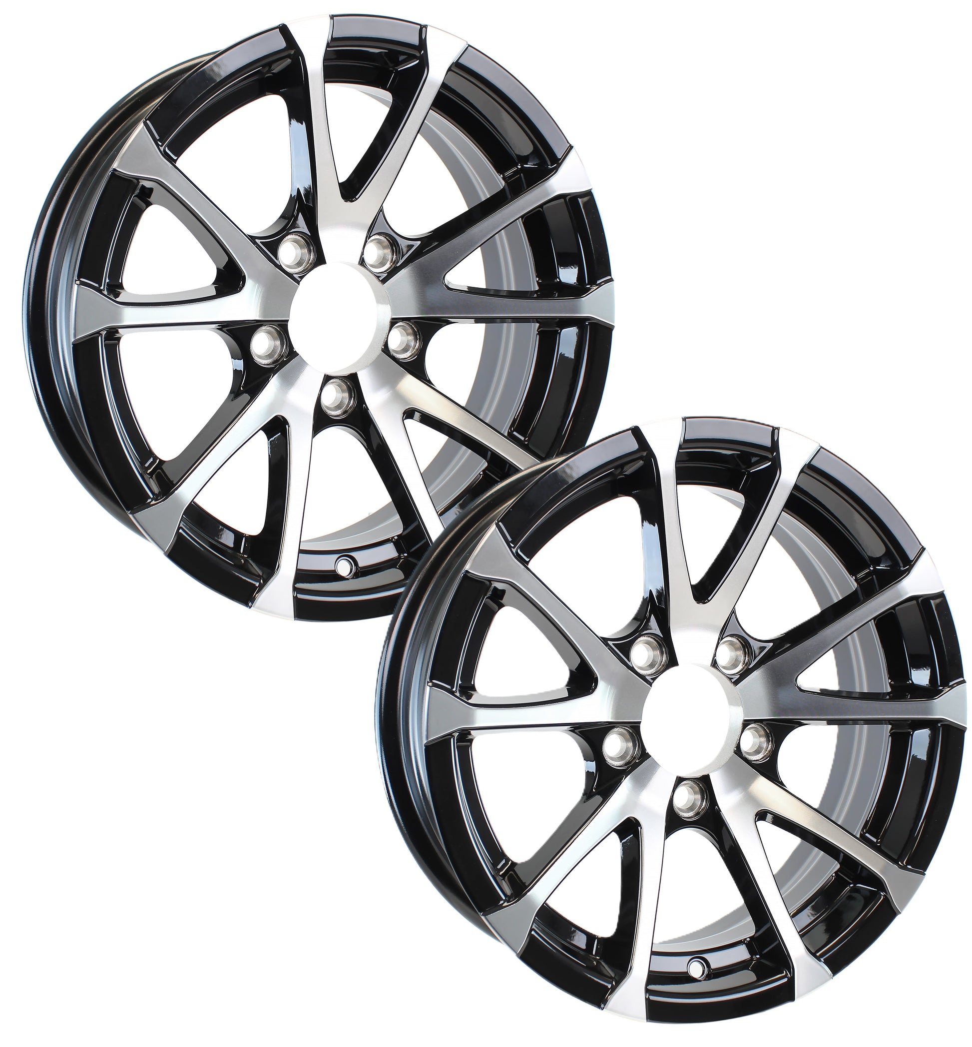 eCustomrim 2-Pack Aluminum Trailer Wheels 12x4 12 Inch Rim Black Machined 5 Lug