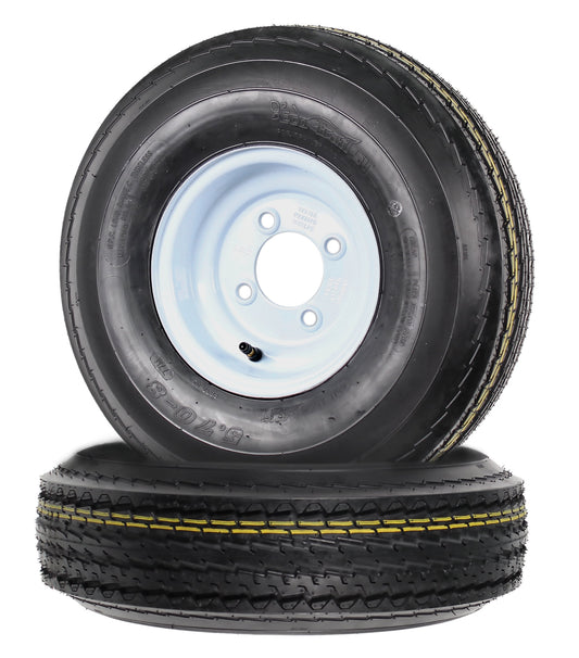 eCustomrim 2-Pack Trailer Tire On Rim 570-8 5.70-8 8 in. Load Range C 4 Lug White Wheel