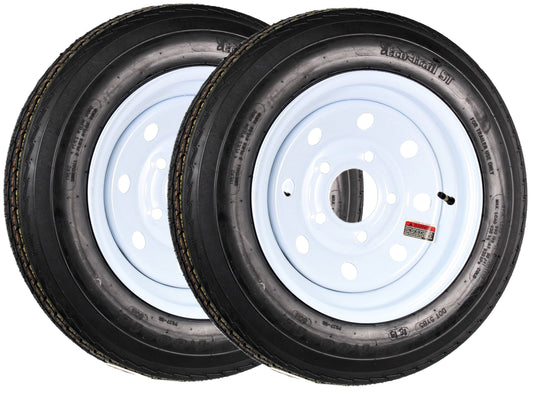 eCustomrim 2-Pack Trailer Tire Rim 480-12 4.80-12 480x12 Load B 5 Lug White Modular Wheel