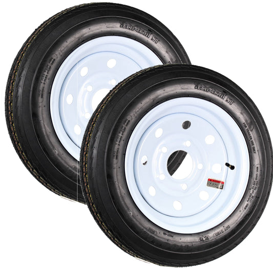 eCustomrim 2-Pack Trailer Tire Rim 480-12 4.80-12 480x12 Load C 5 Lug White Modular Wheel