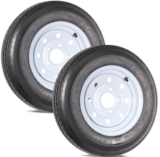 eCustomrim 2-Pack Trailer Tire Rim 530-12 5.30-12 530x12 Load C 5 Lug White Modular Wheel