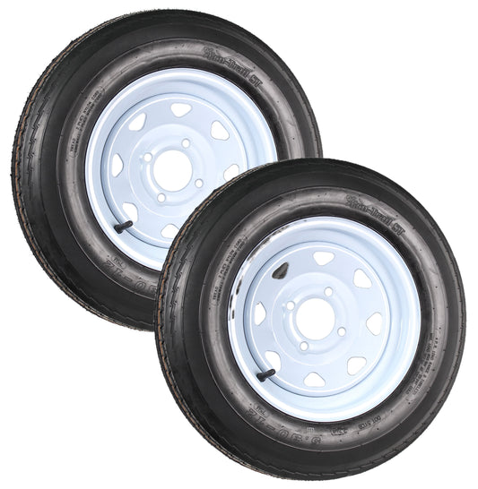 eCustomrim 2-Pack Trailer Tires On Rims 5.30-12 530-12 5.30 X 12 4 Lug Wheel White Spoke