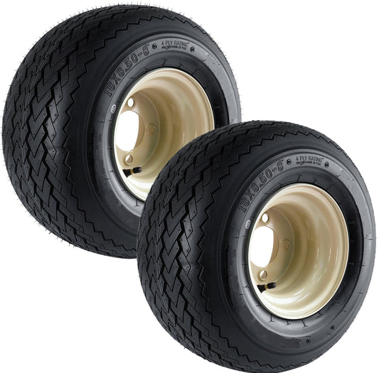 eCustomrim 2-Pk Club Car Beige Tan Golf Cart Tire Rim 18x8.50-8 18 x 8.5 x 8 Wheel 4 Lug