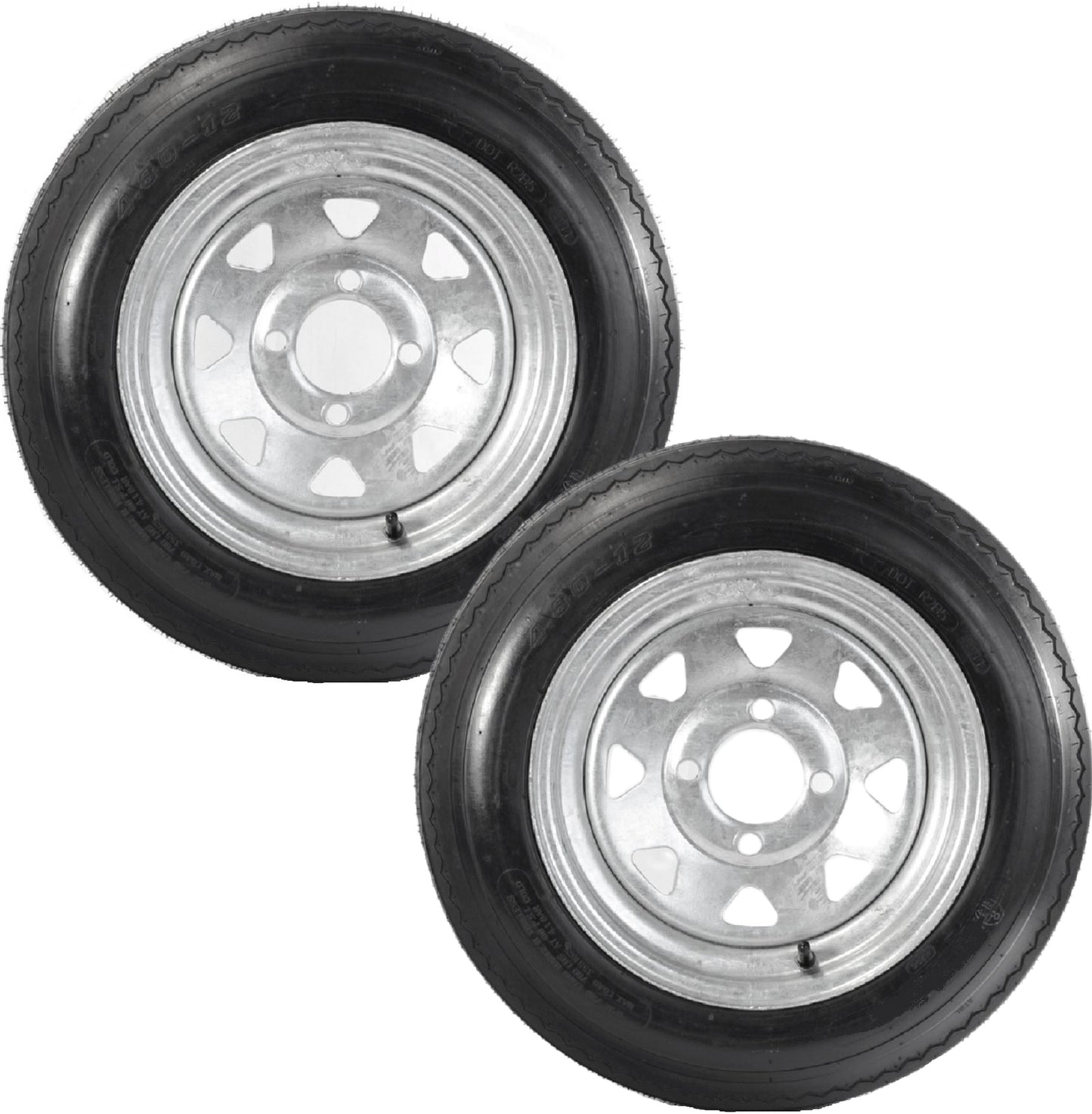 eCustomrim 2-Pk Equipment Utility Trailer Tires Rims 4.80x12 12 in. Load B 4 Lug GS Wheel