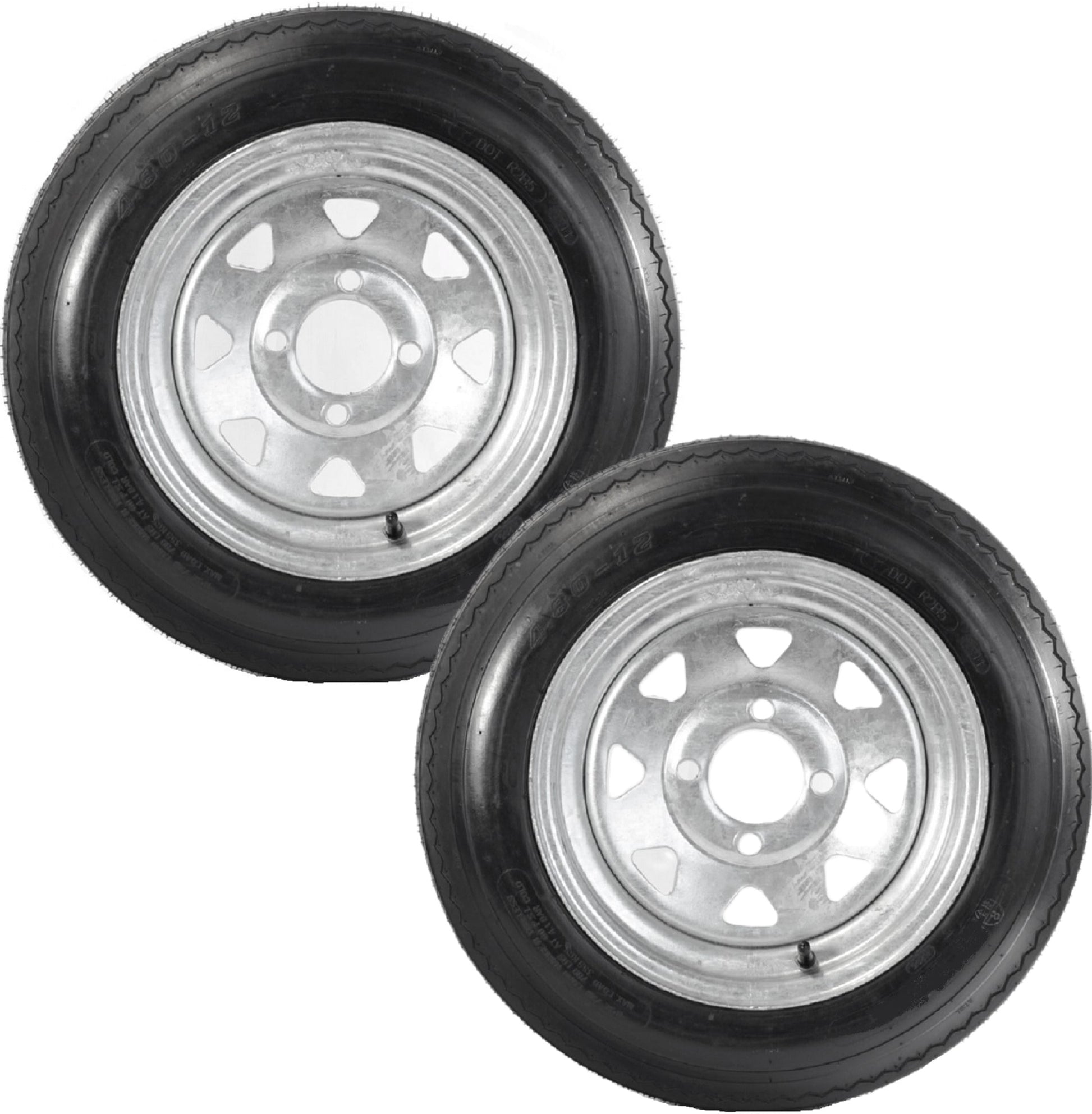 eCustomrim 2-Pk Equipment Utility Trailer Tires Rims 4.80x12 12 in. Load B 4 Lug GS Wheel