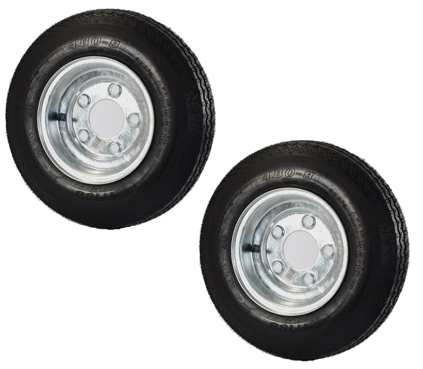 eCustomrim 2-Pk Trailer Tire Rim 480-8 4.80-8 Load C 5 Lug Galvanized Wheel 2 Yr Warranty