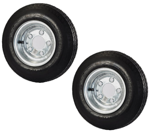 eCustomrim 2-Pk Trailer Tire Rim 480-8 4.80-8 Load C 5 Lug Galvanized Wheel 2 Yr Warranty
