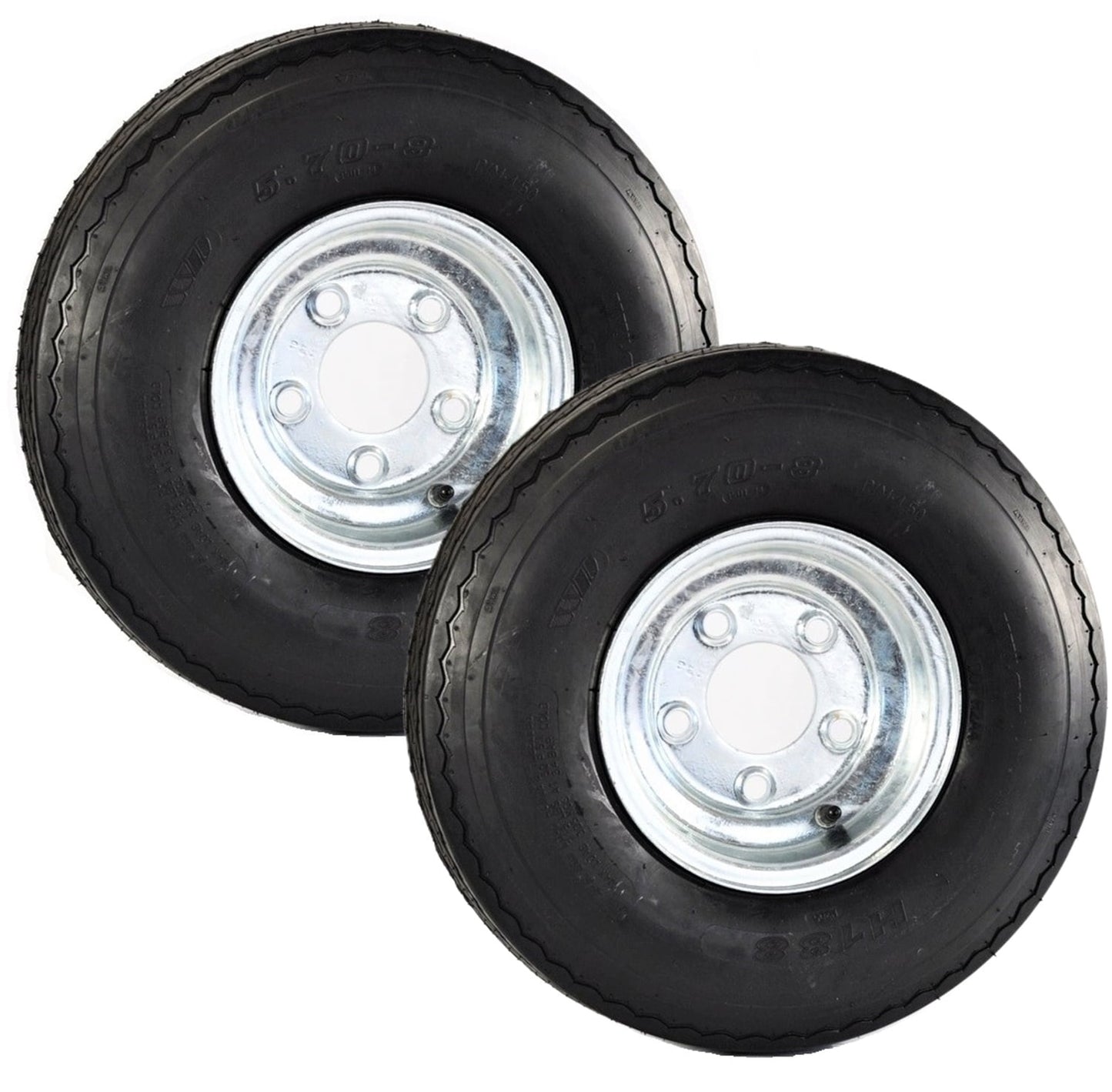 eCustomrim 2-Pk Trailer Tire Rim 570-8 5.70-8 Load C 5 Lug Galvanized Wheel 2 Yr Warranty