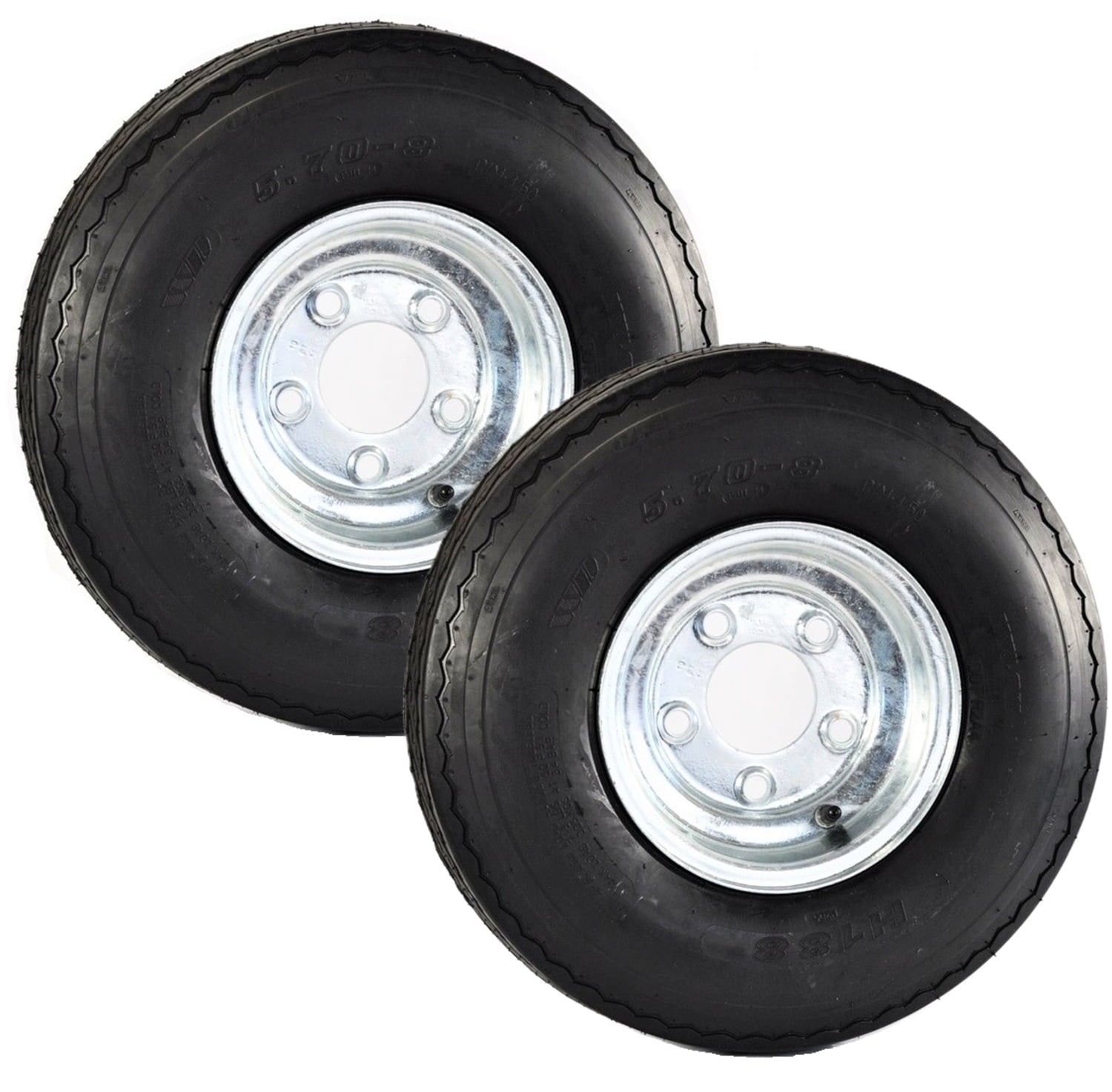 eCustomrim 2-Pk Trailer Tire Rim 570-8 5.70-8 Load C 5 Lug Galvanized Wheel 2 Yr Warranty