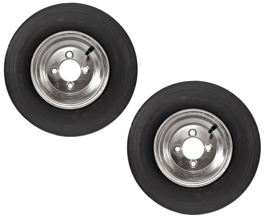 eCustomrim 2-Pk Trailer Tires On Galvanized Wheel Rims 480-8 4.80-8 4.80 x 8 Load C 4 Lug