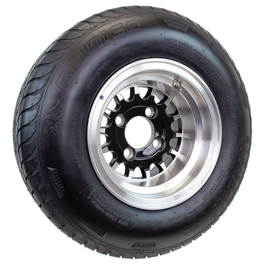 eCustomrim 205/65-10 Trailer Golf Cart ATV Tire On 10X7 Gloss Black Rim A2