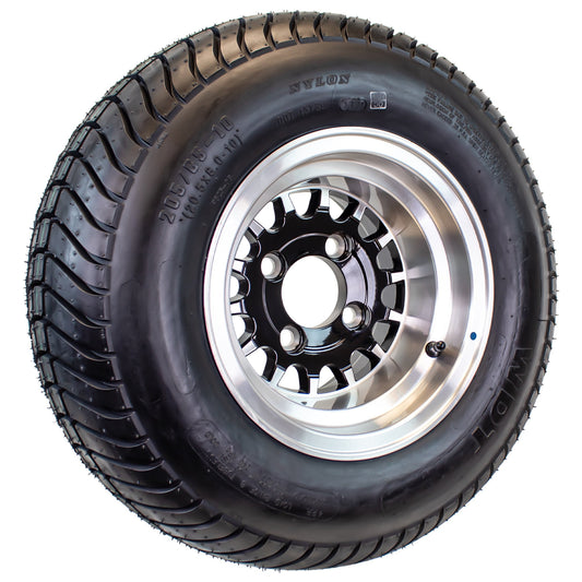 eCustomrim 205/65-10 Trailer Golf Cart ATV Tire On 10X7 Gloss Black Rim A7