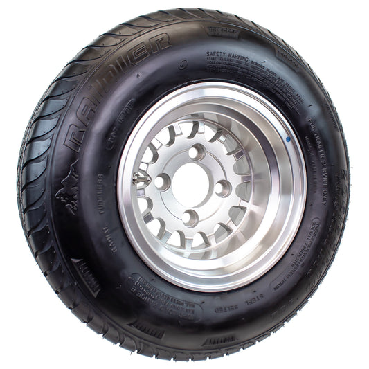 eCustomrim 205/65-10 Trailer Golf Cart ATV Tire On 10X7 Gloss Silver Rim A3