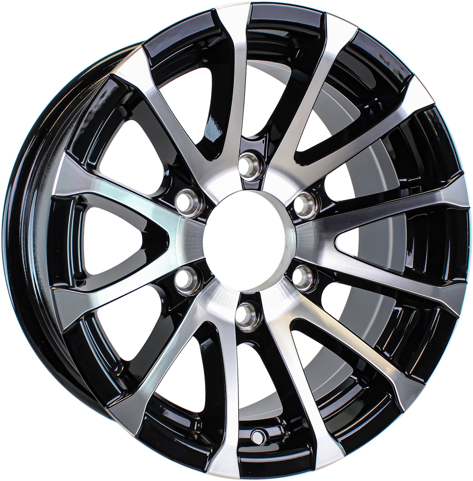 eCustomrim Aluminum Boat Camper Trailer Rim Wheel 6 Lug 15 in. Avalanche V-Spoke/Black