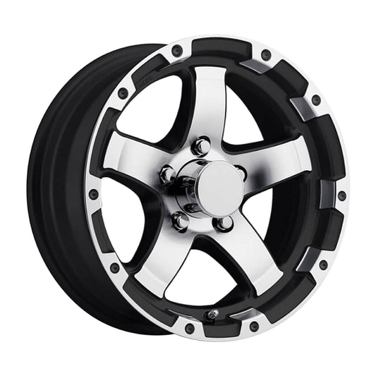eCustomrim Aluminum Trailer Rim Wheel 13 in. 13x5 5 Lug Hole Brushed Silver and Black