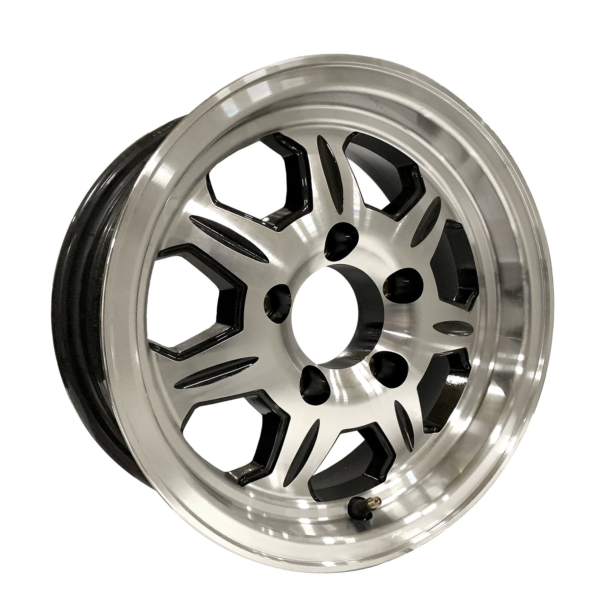 eCustomrim Aluminum Trailer Wheel 13X5 13 Inch Rim Black and Machined 5 Lug RLEL35545BM