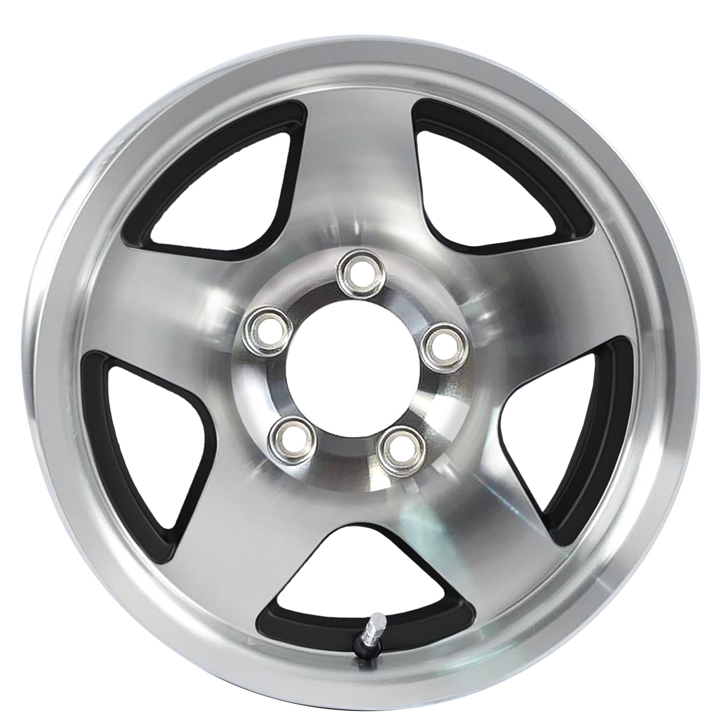 eCustomrim Aluminum Trailer Wheel 14X6 14 Inch Black Star Style 5 Lug On 4.5" Center Rim