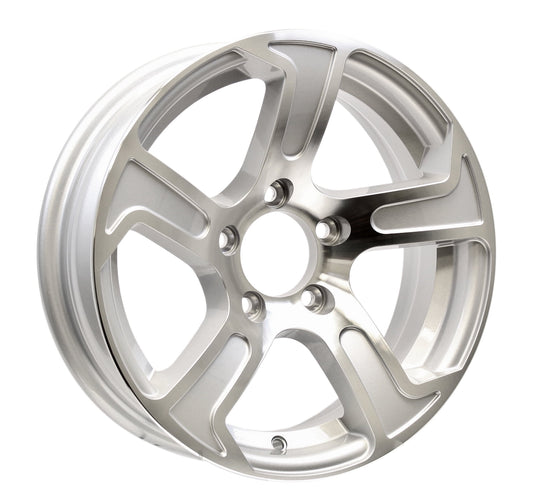 eCustomrim Aluminum Trailer Wheel 15X5 15 Inch Rim Silver Machined 5 Lug PDSU55545SM
