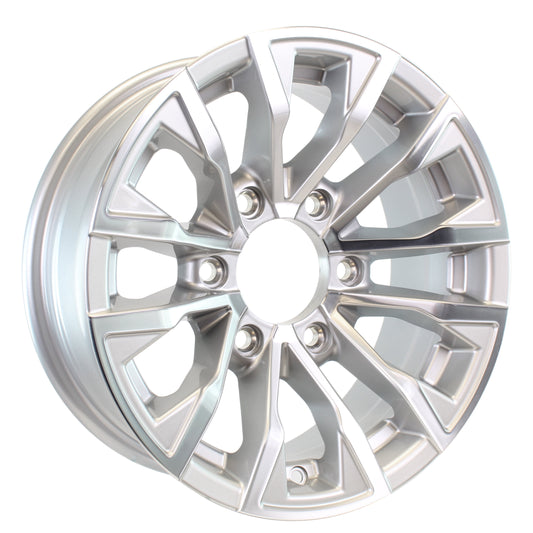 eCustomrim Aluminum Trailer Wheel 15X6 15 Inch Edge Silver 6 Lug On 5.5" Center Rim