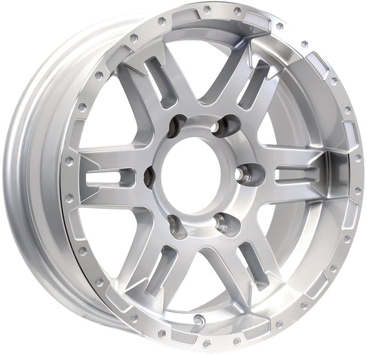 eCustomrim Aluminum Trailer Wheel 15X6 15 X 6 6 Lug 5.5 Center Turismo Silver Rim