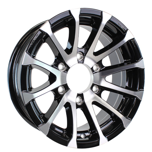 eCustomrim Aluminum Trailer Wheel 16X6 16 Inch Avalanche Black 6 Lug On 5.5" Center Rim