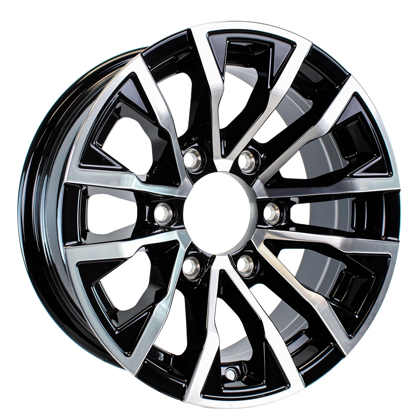eCustomrim Aluminum Trailer Wheel 16X6 16 Inch Edge Black 6 Lug On 5.5" Center Rim
