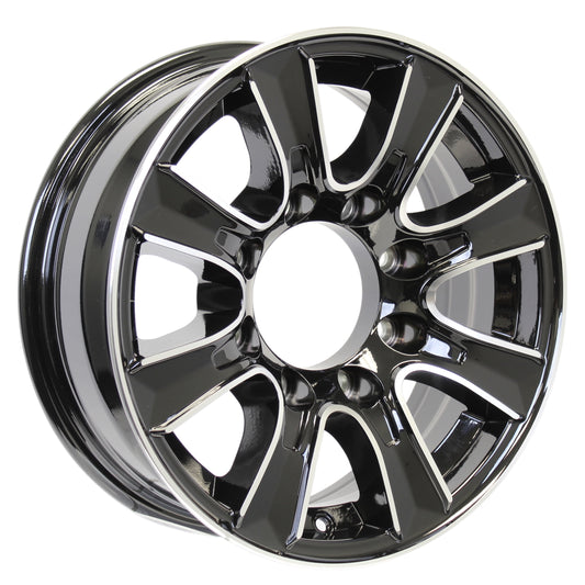 eCustomrim Aluminum Trailer Wheel 16X6 16 Inch Thoroughbred Style 8 Lug On 6.5" Center Rim